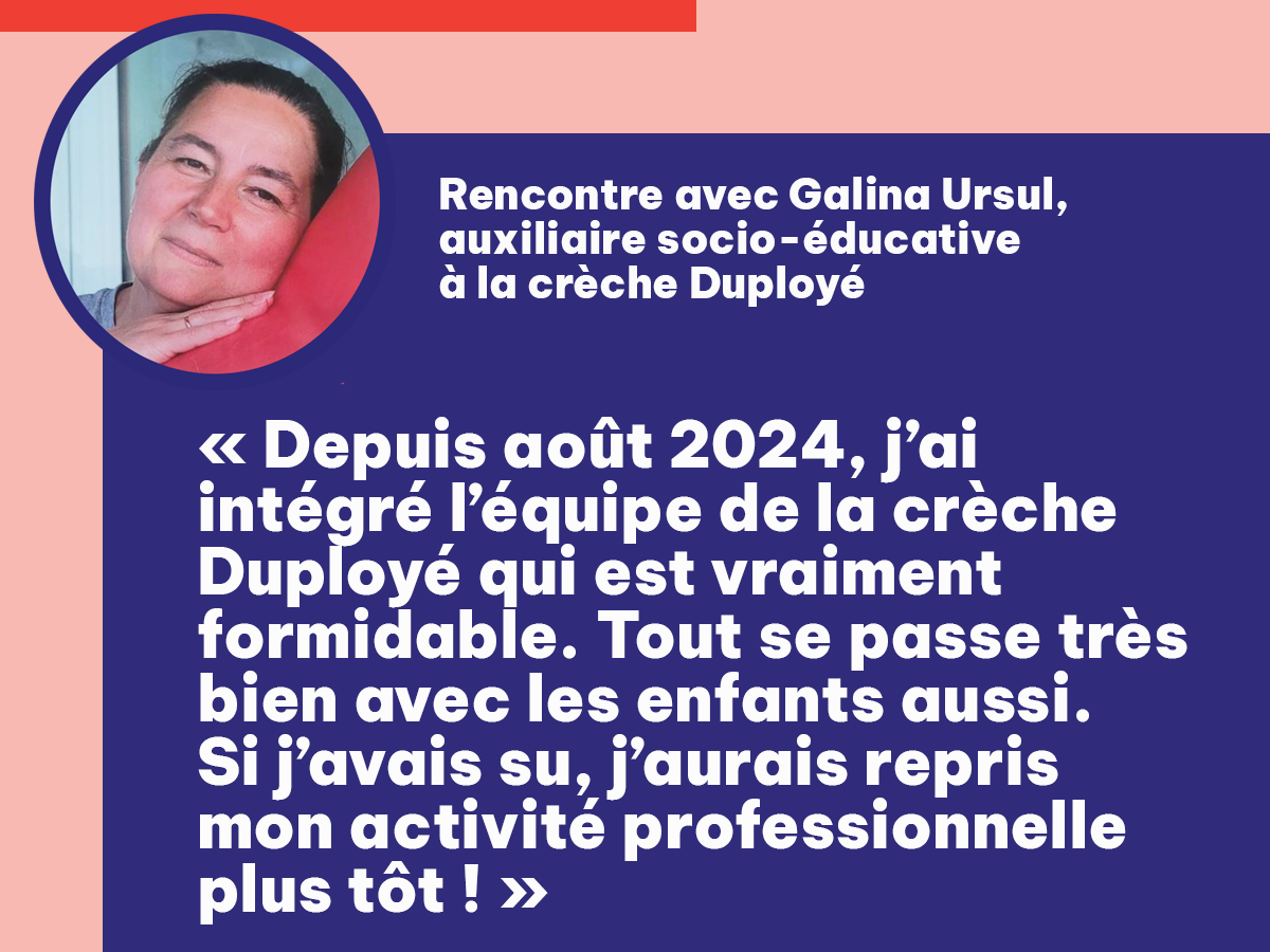 [Portrait du mois] Rencontre avec Galina Ursul, auxiliaire socio-éducative à la crèche Duployé